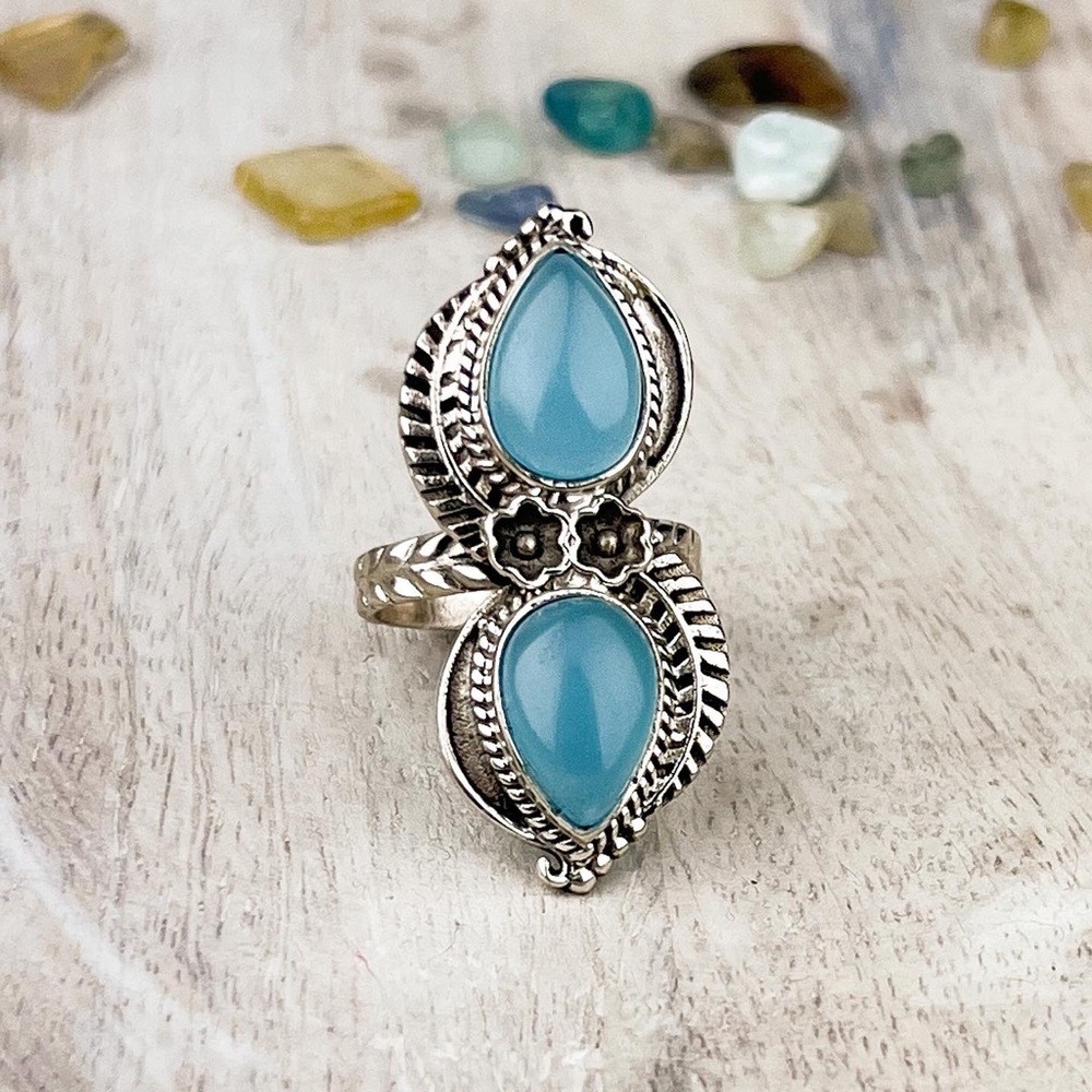 Aqua Chalcedony .925 Sterling Silver Ring